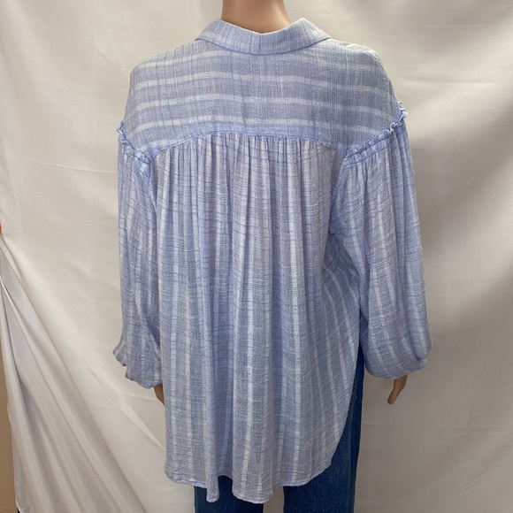 Free People Slouchy Sleeved Cotten Blend Button Down Oversized Shirt SZ S/P - Picture 5 of 16